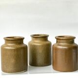 Set of 3 varnished sandstone pots