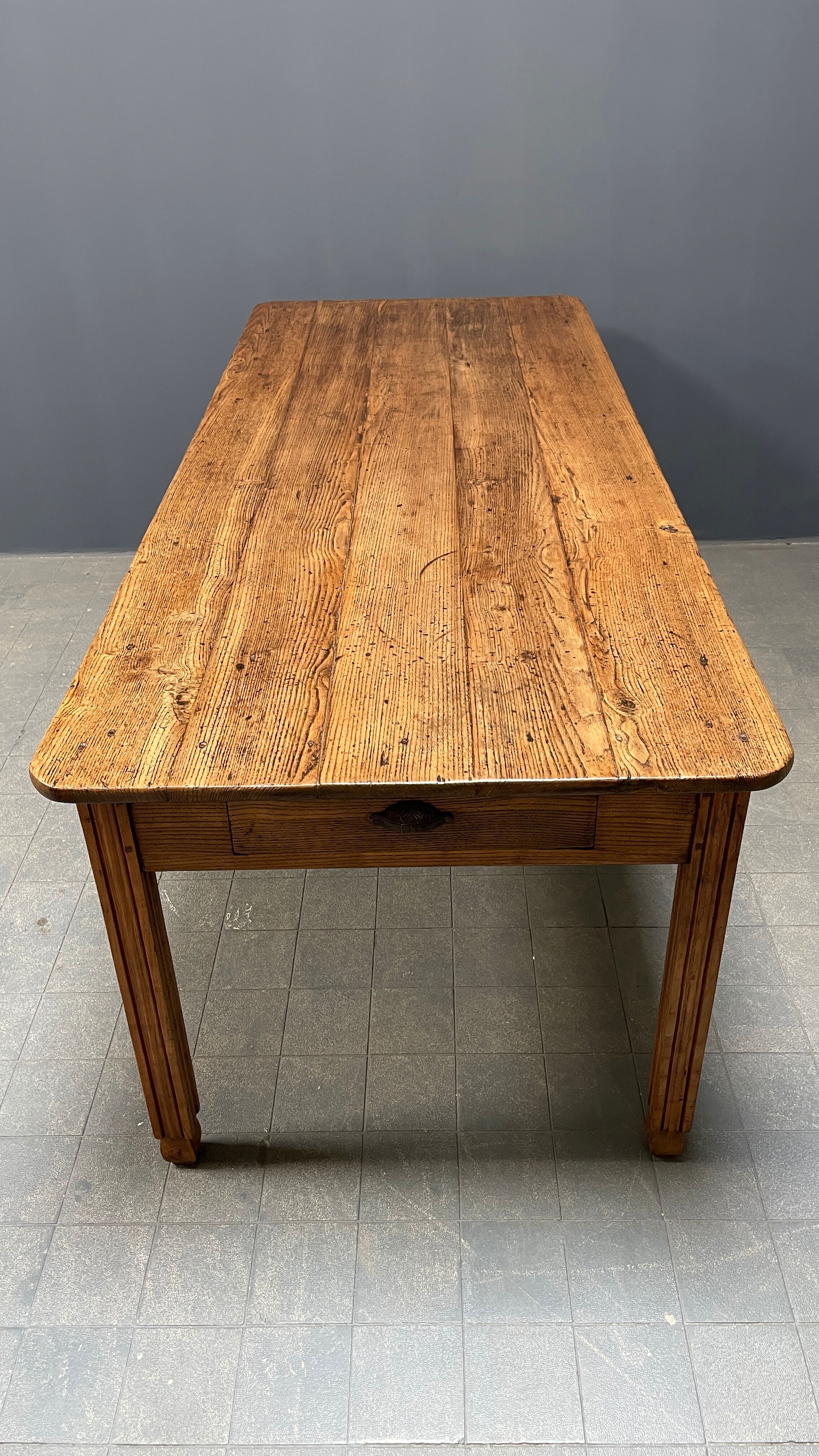 Large oak farmhouse table from France, early 1900s