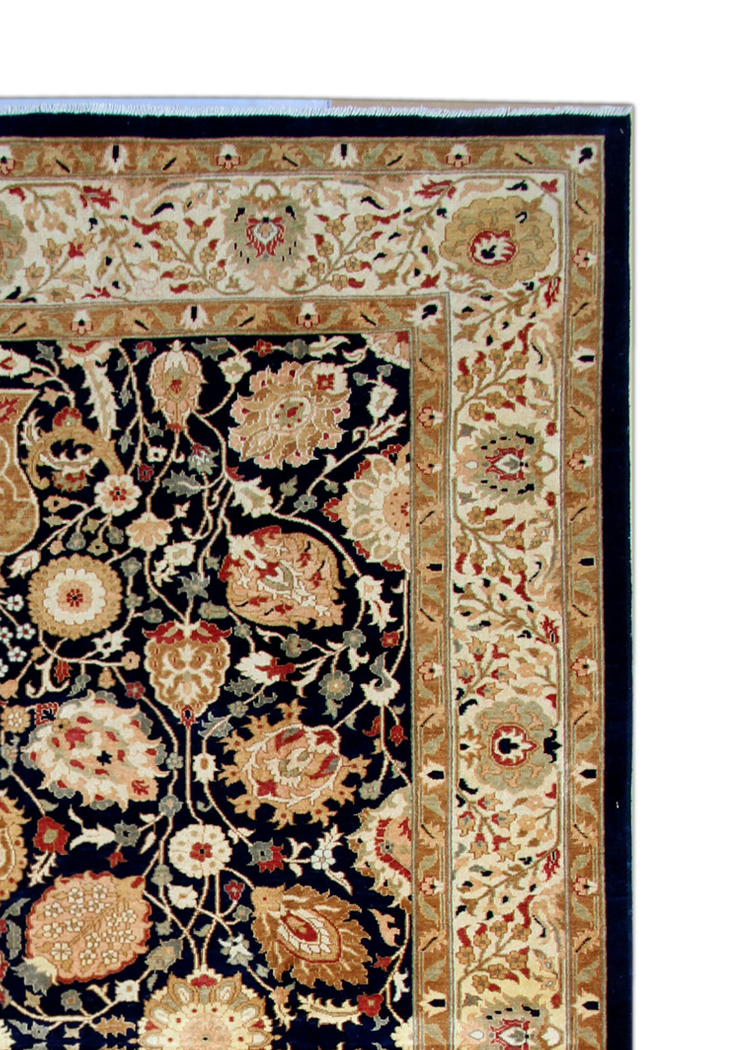 Large Ziegler Carpet Handwoven Deep Blue Wool Area Rug- 213x307cm