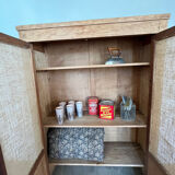 Raw wood cabinet & burlap