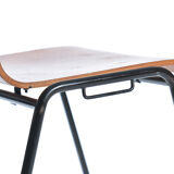 Bended teak plywood stacking chairs on metal construction, Germany, 1960s