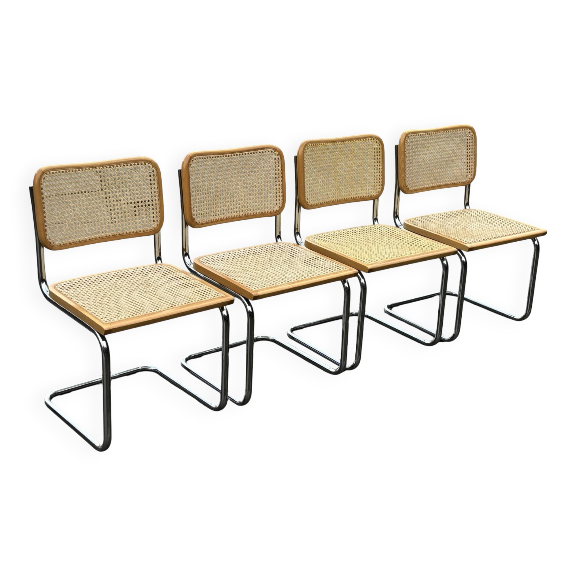 Set of 4 chairs Cesca B32 designed by Marcel Breuer design made in Italy