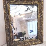 Petit miroir ancien en stuc doré à la feuille d'OR - "Isidore"