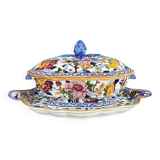 Soupière et plat Gien décor Pivoines, XXe siècle
