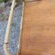 wheeled wicker dessert trolley, console, vintage