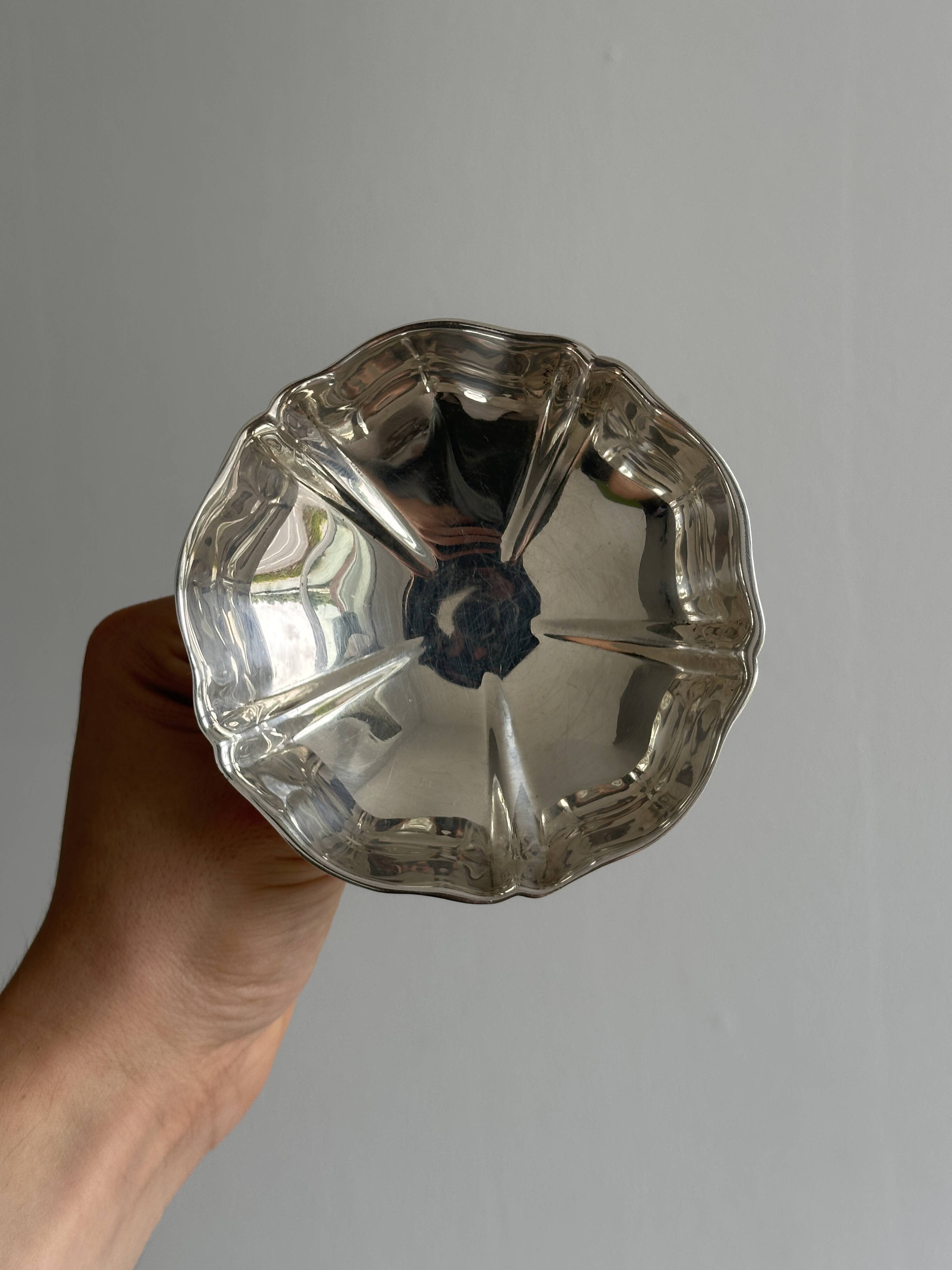 Set of 6 large antique stainless steel bowls