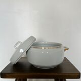 Large white tureen with gold edges art deco style