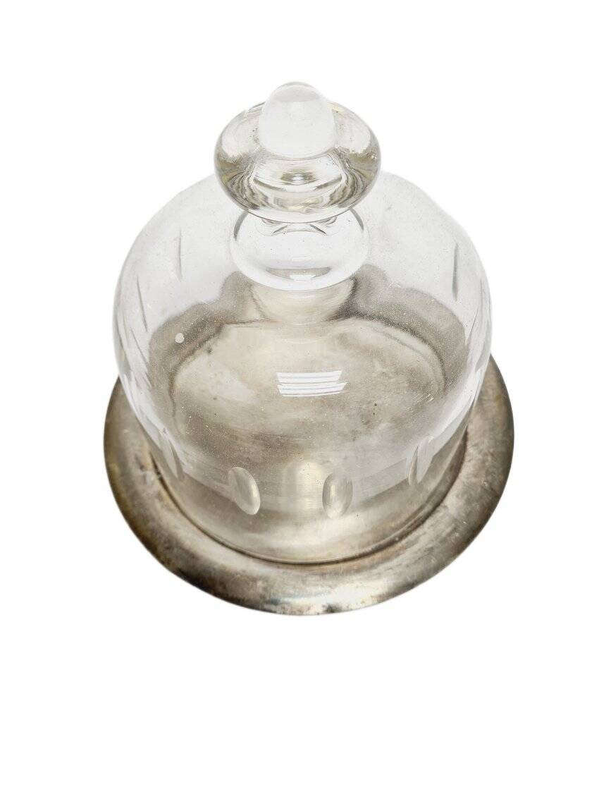 Art Nouveau bowl with crystal cake cover, Germany, 1920s, set of 2