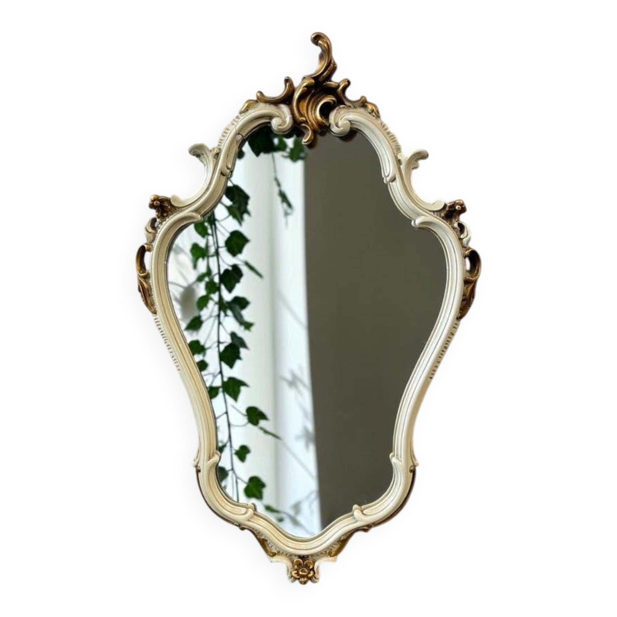 Miroir baroque vintage blanc et doré / miroir mural