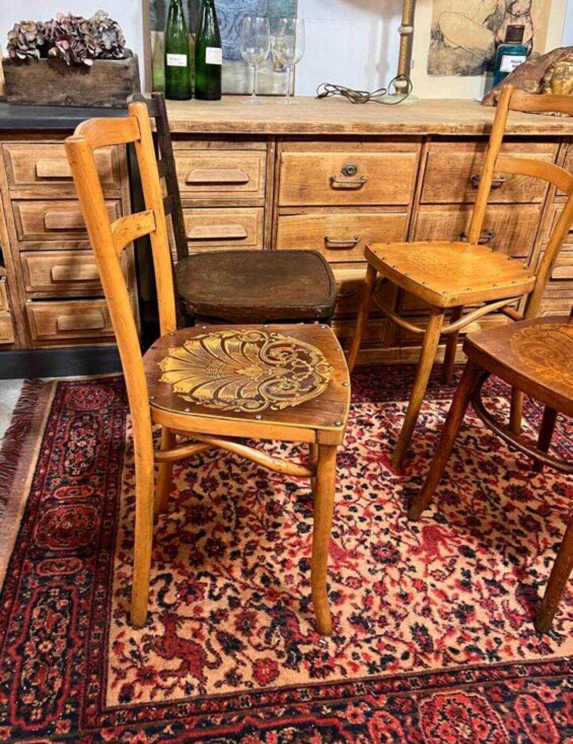 4 old bistro chairs