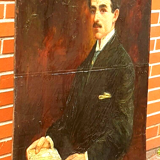 Peinture signée Giordani Portrait Marcel Proust, peinture à l’huile sur panneau