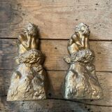 2 Seated satyr sculptures in cast bronze