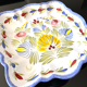 Shallow dish from Quimper pottery HB Henriot - floral decoration, Breton.