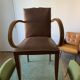 Fauteuil bridge à dossier "moustache" - Art déco -En simili cuir chocolat