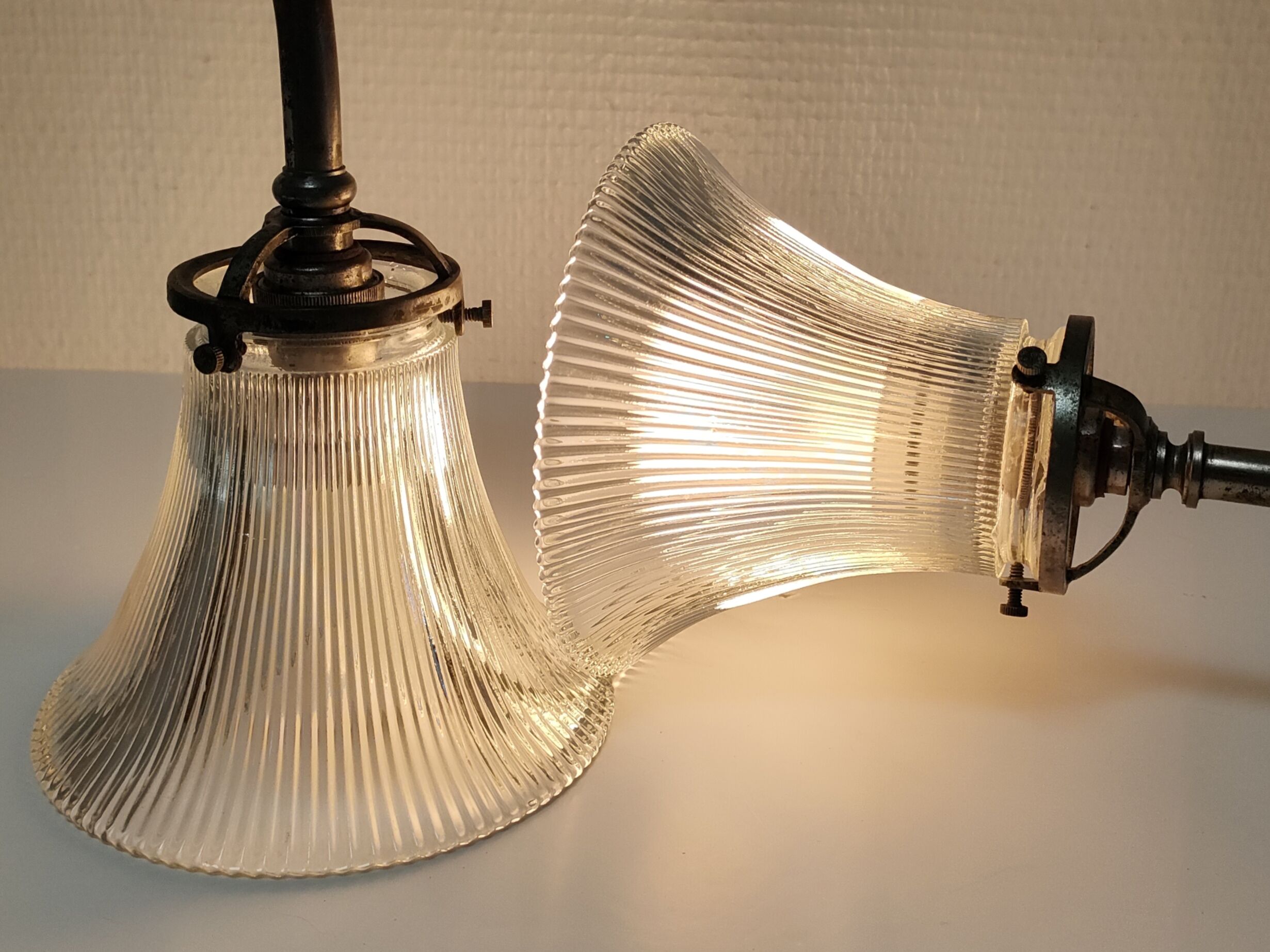 Pair of bronze and glass sconces  1900