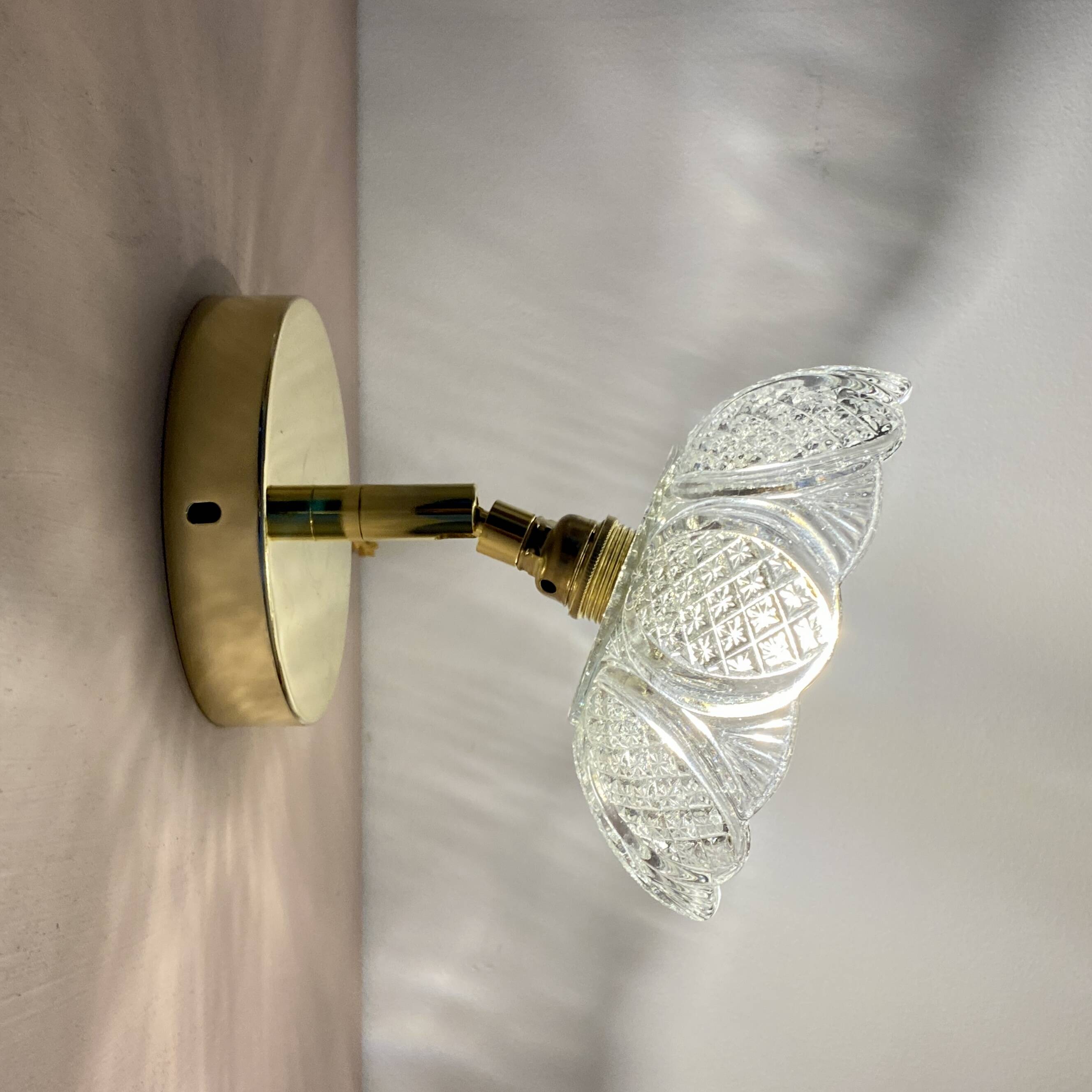 Vintage molded glass lampshade wall light