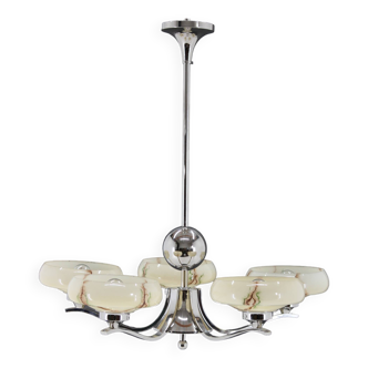1930s Art Deco Chandelier, Czechoslovakia