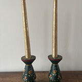 Hand-painted wooden candlesticks