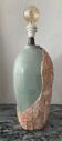 Pied de lampe vintage en pierre de Mactan et marbre vert