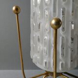 Brass tripod lamp and 1950s glass