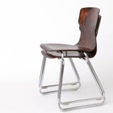 2 of 8 Vintage Casala Stackable Chairs, Germany 1970s, Plywood & Chrome