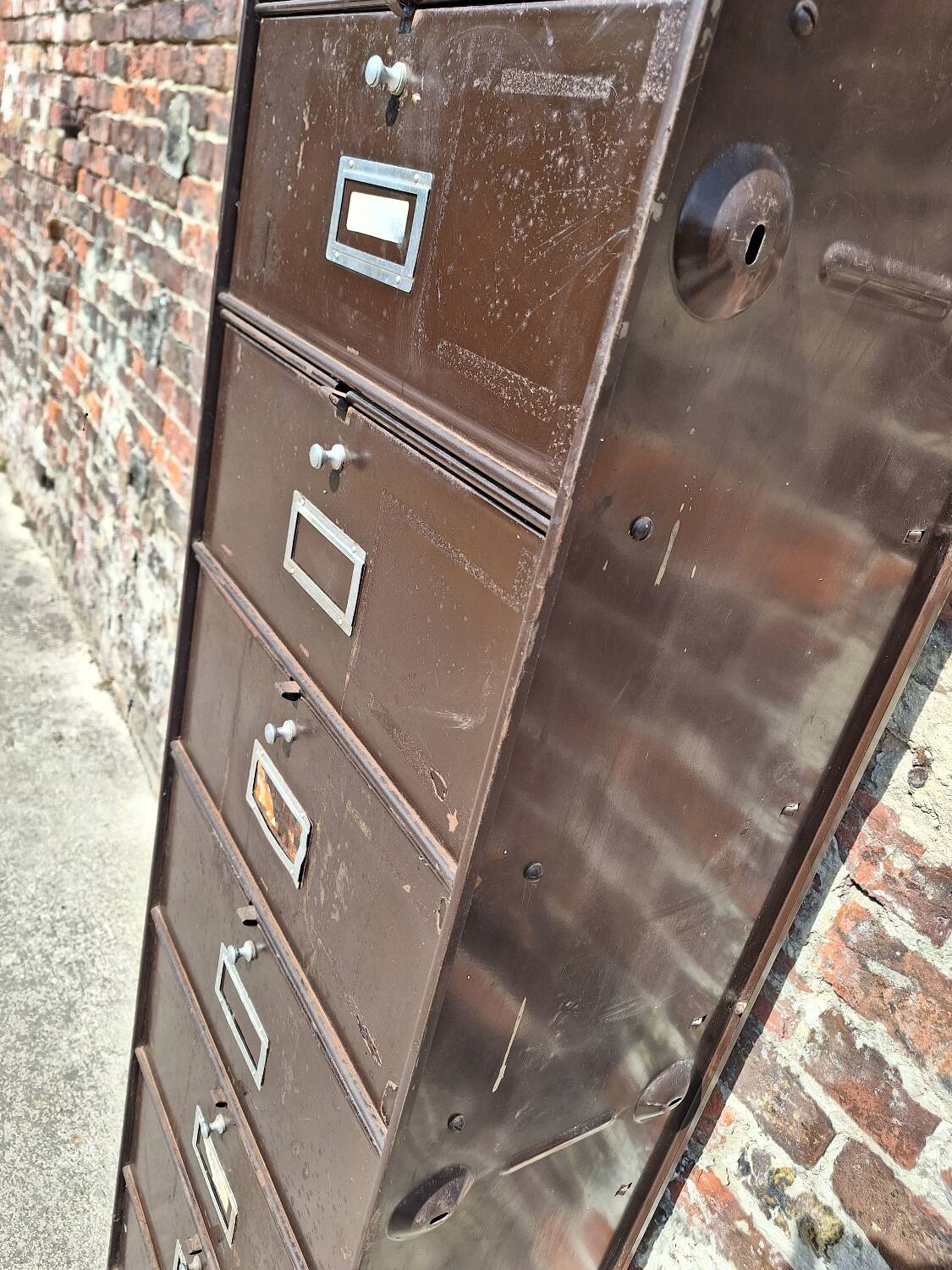 Roneo furniture with vintage metal flaps, old filing cabinet