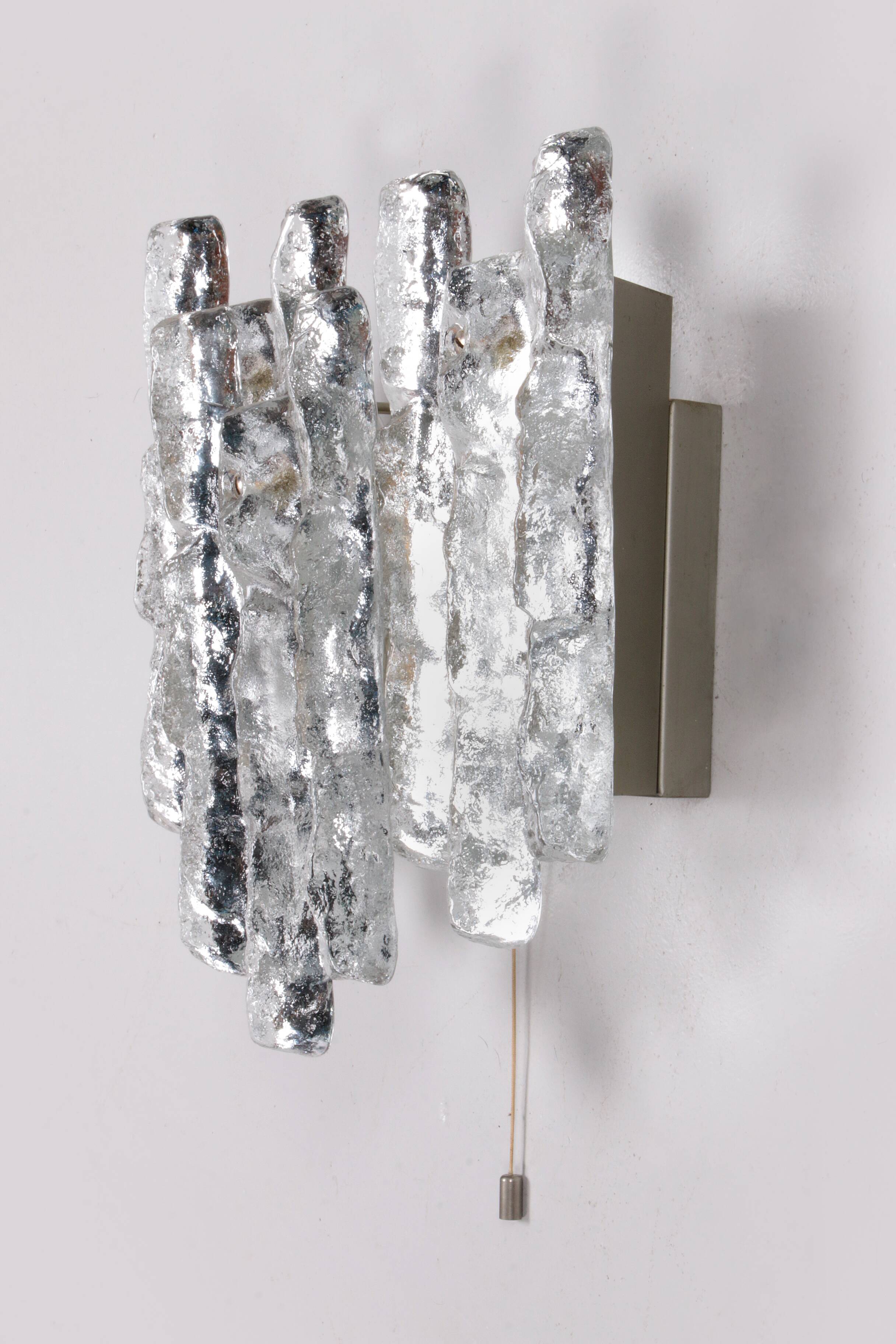 Crystal ice glass wall lamp design by J. T. Kalmar 1960