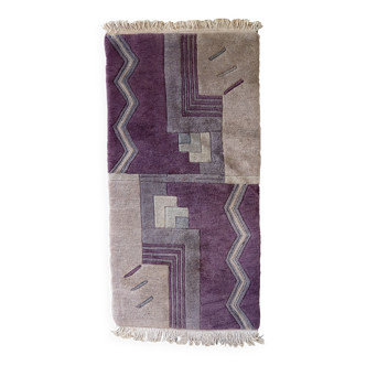 Tapis vintage tibétain Khaden fait main en laine – 73 x 142 cm – années 1960
