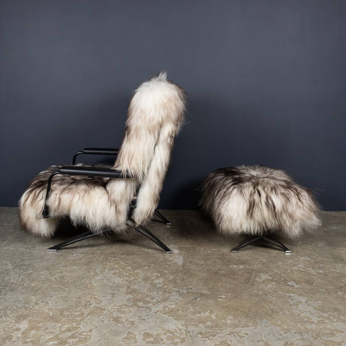 VINTAGE 20thC OSVALDO BORSANI FOR TECNO SPA LOUNGE CHAIR & FOOTSTOOL c.1950
