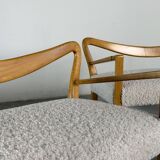 Benches Attributed to Guglielmo Ulrich, Blonde Maple & Bouclé, Italy 1940s