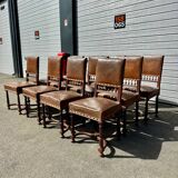 Set of 12 Henri II neo-Renaissance style chairs in walnut