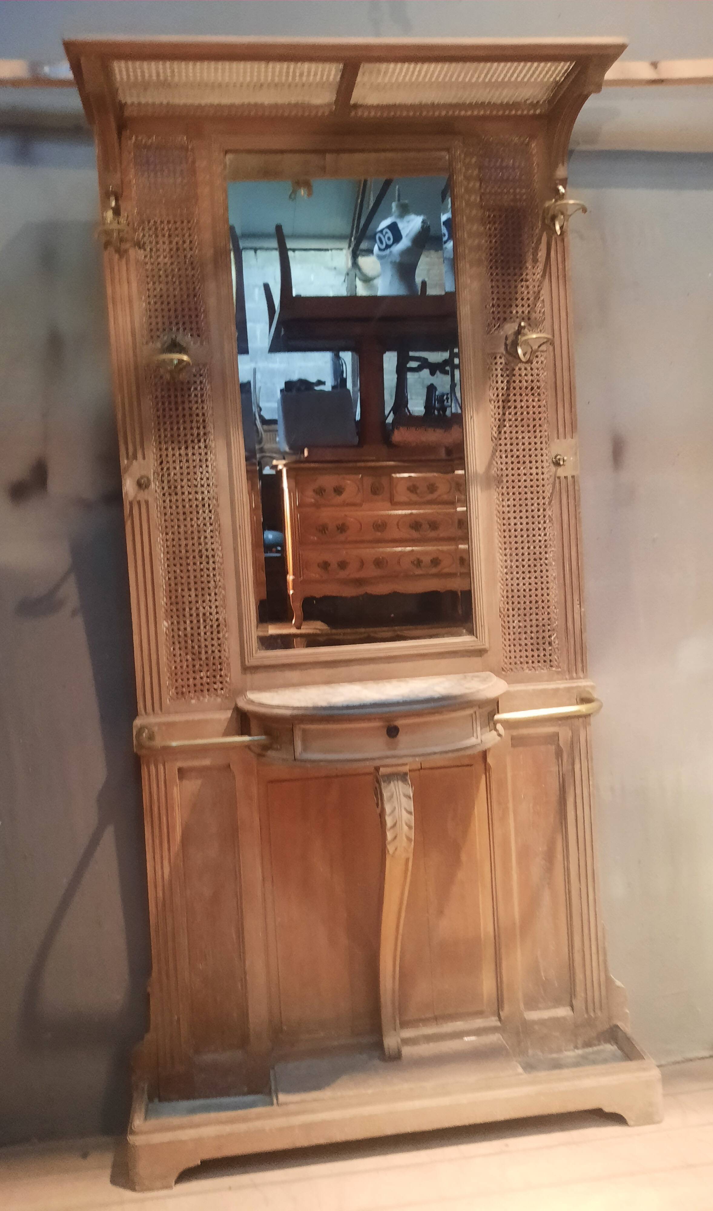 Coat rack "1900" in caning