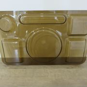 Set of 3 Guzzini trays, in smoked transparent ABS, 1970, Italy, vintage