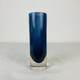 Vintage blue glass roller vase