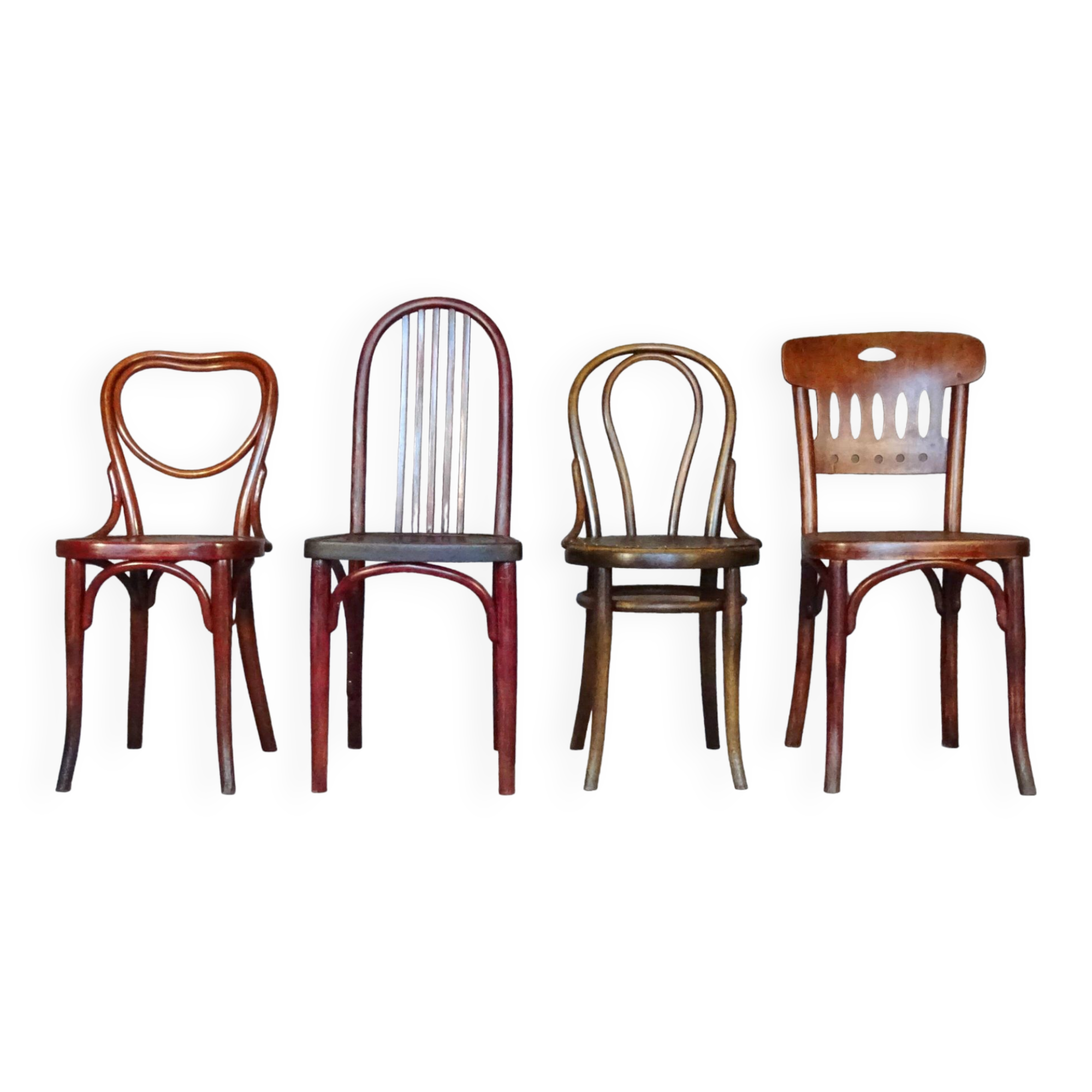 Set of 4 Thonet and Mundus Bistrot chairs 1910 to 1930