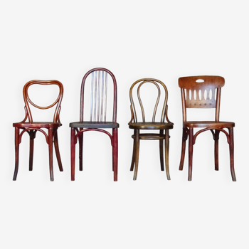 Set of 4 Thonet and Mundus Bistrot chairs 1910 to 1930