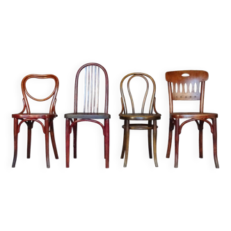 Set de 4 chaises Bistrot Thonet et Mundus 1910 à 1930