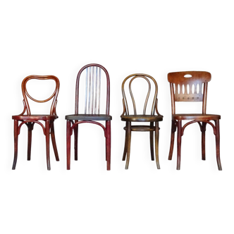Set of 4 Thonet and Mundus Bistrot chairs 1910 to 1930
