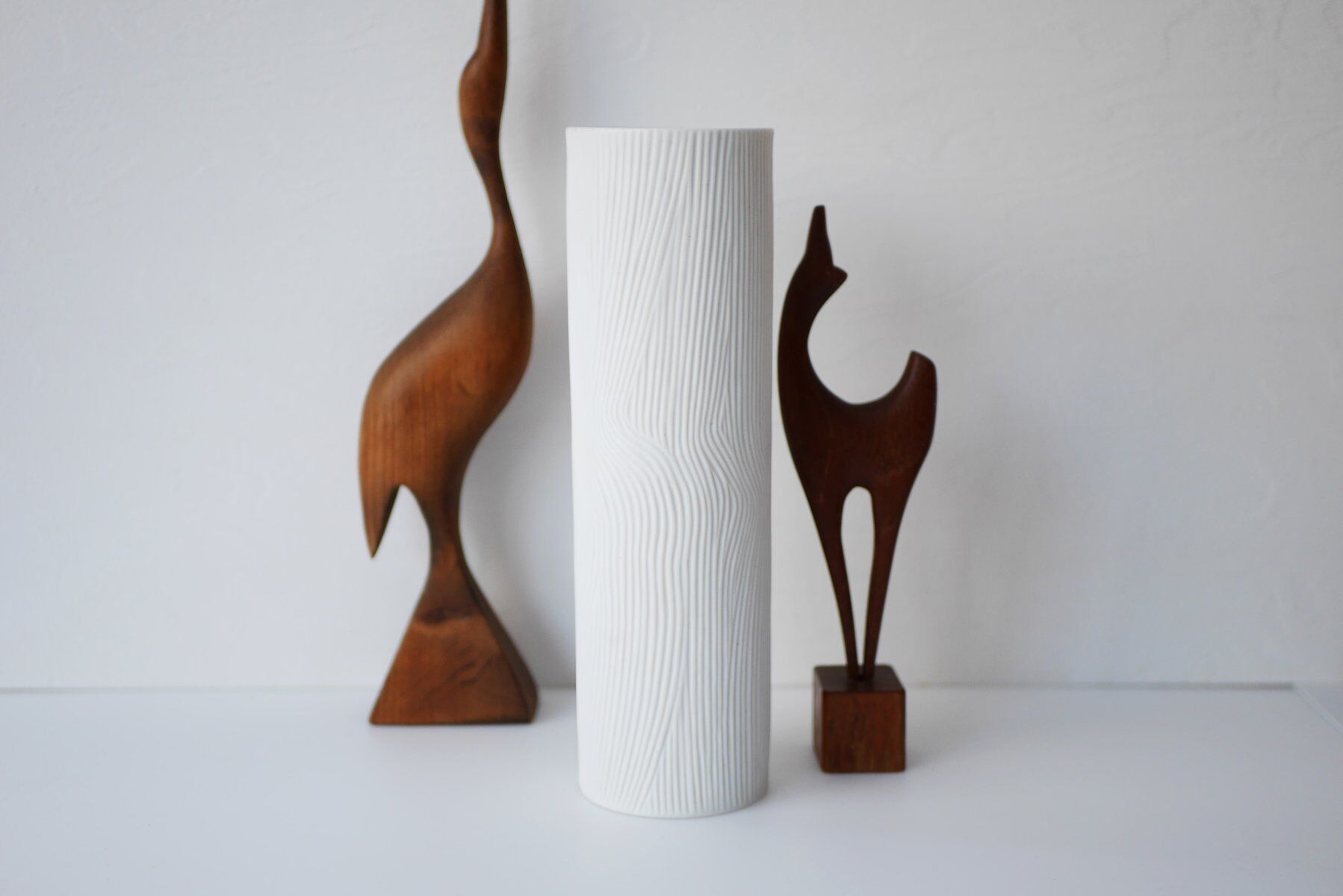 Mid-century modern Op-Art Studio Line bisque porcelain vase by Werner Schreib for Rosenthal, 1960s