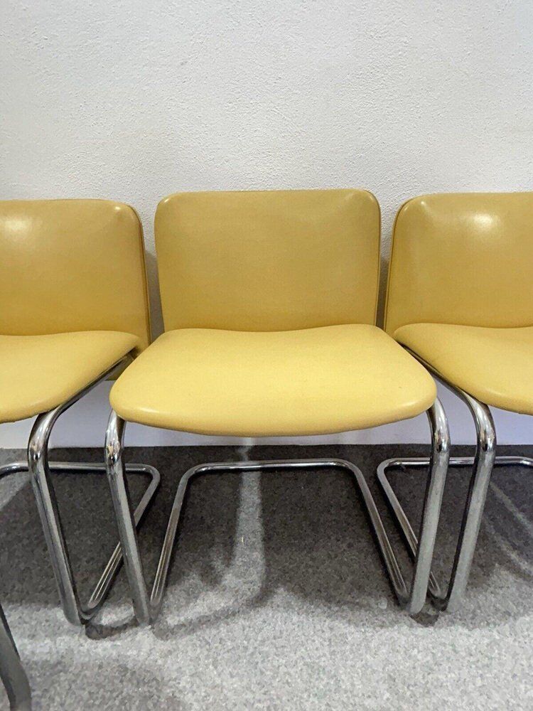 Vintage Chairs in Chrome Plated Steel, 1970s, Set of 6