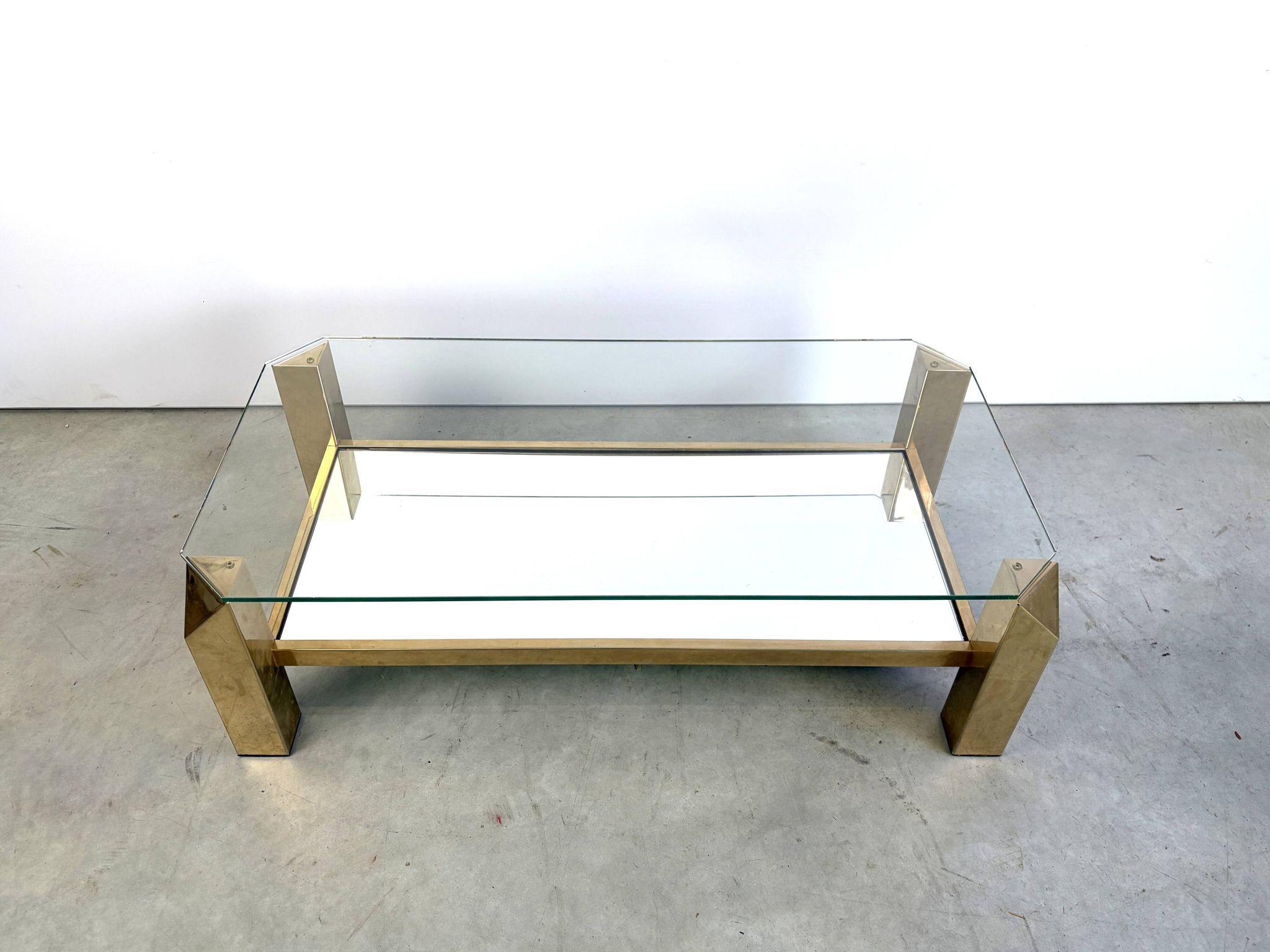 Table basse vintage en plaqué or 23 carats par Belgochrom, années 1970