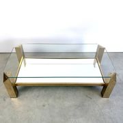 Table basse vintage en plaqué or 23 carats par Belgochrom, années 1970
