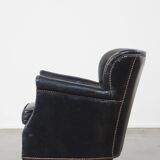 Fauteuil en cuir de vachette noir