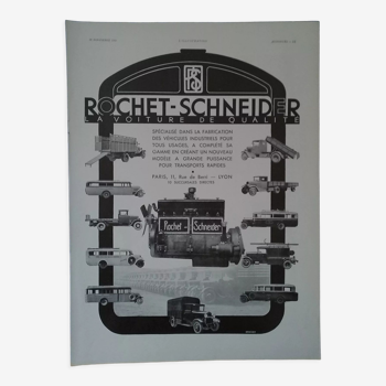 Une publicité papier Rochet -Schneider