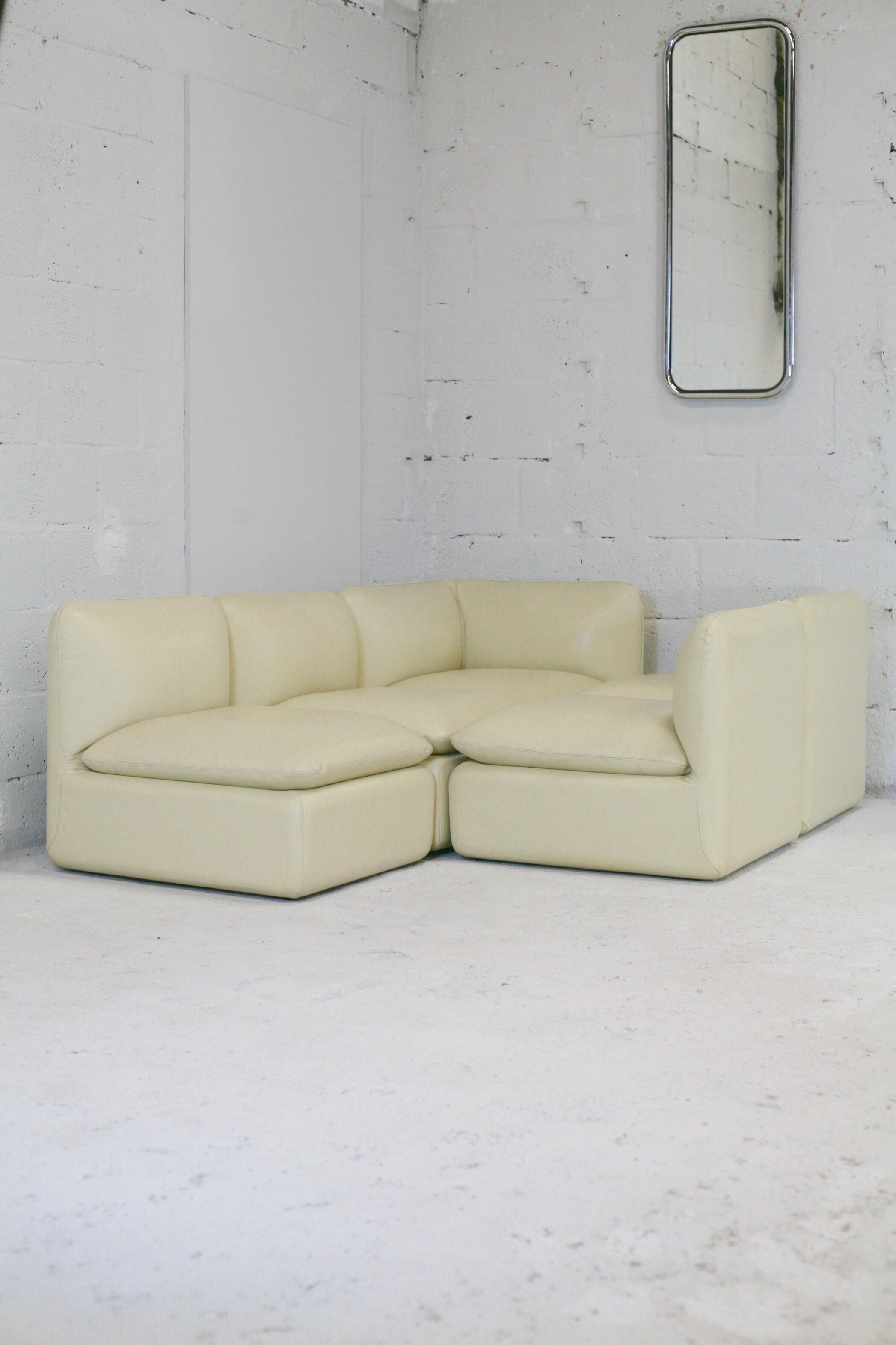 Set of 5 leather armchairs, France 80