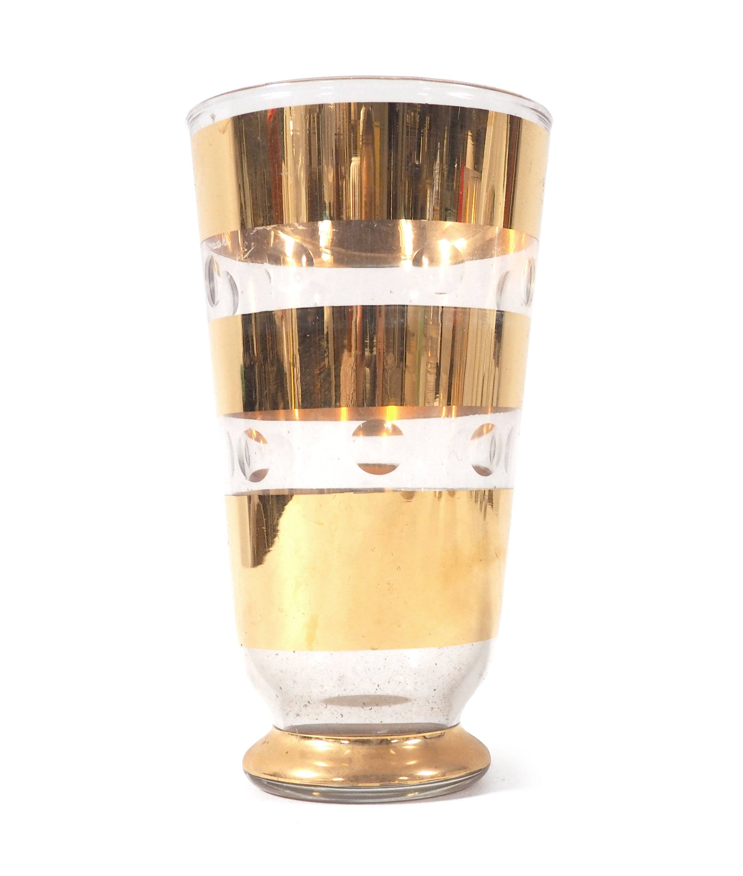 Glass vase with gold stripes
