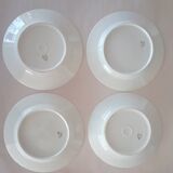 Vintage Vista Alegre 4 Dessert Porcelain Plates Hand Painted with Pink Rose