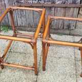 Nesting coffee tables, bamboo, rattan and glass, 70s