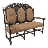 Fauteuil 3 places style Louis XIII en chêne, XIXe