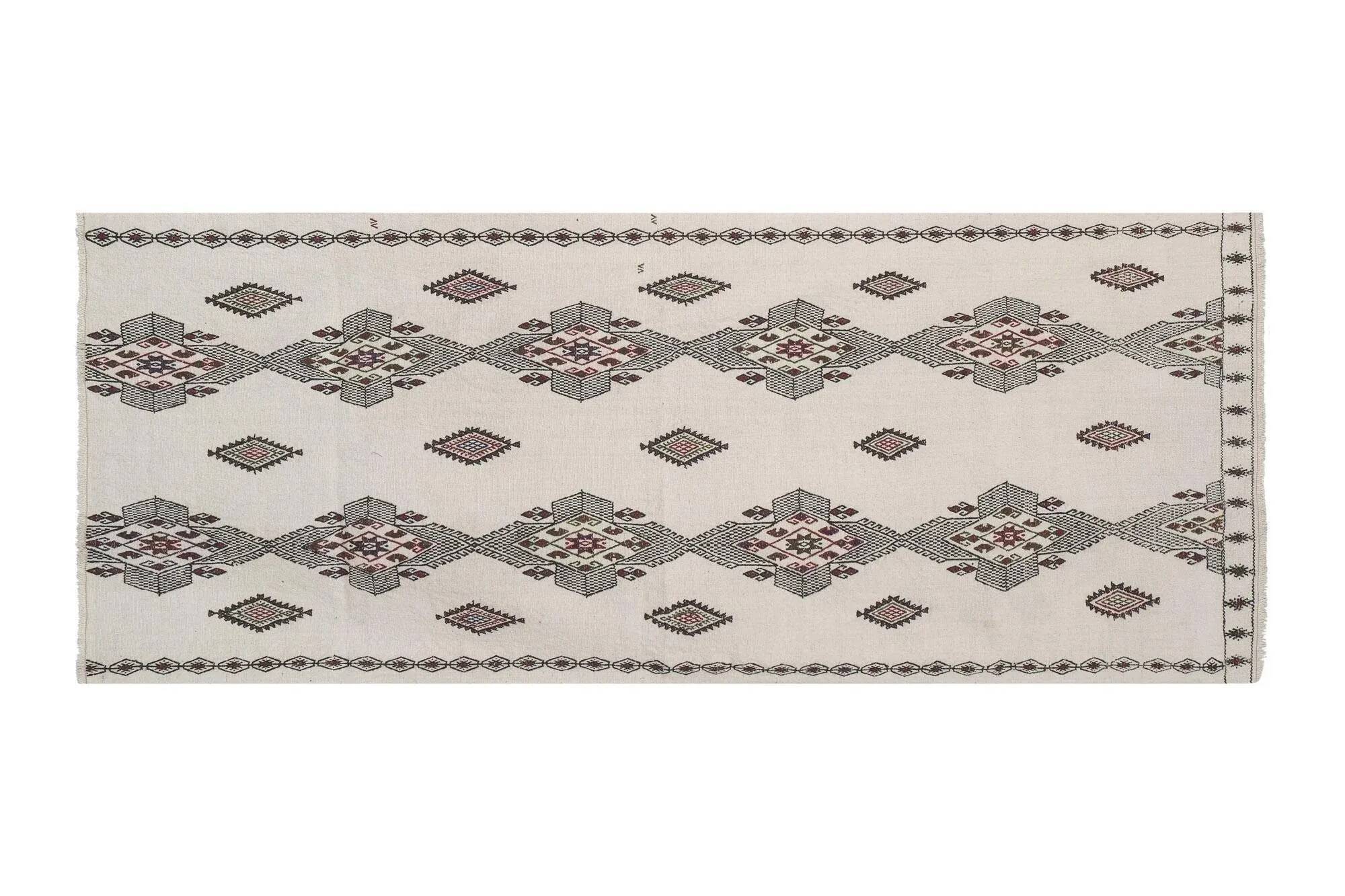 Vintage Turkish kilim, handwoven, 94x215 cm.